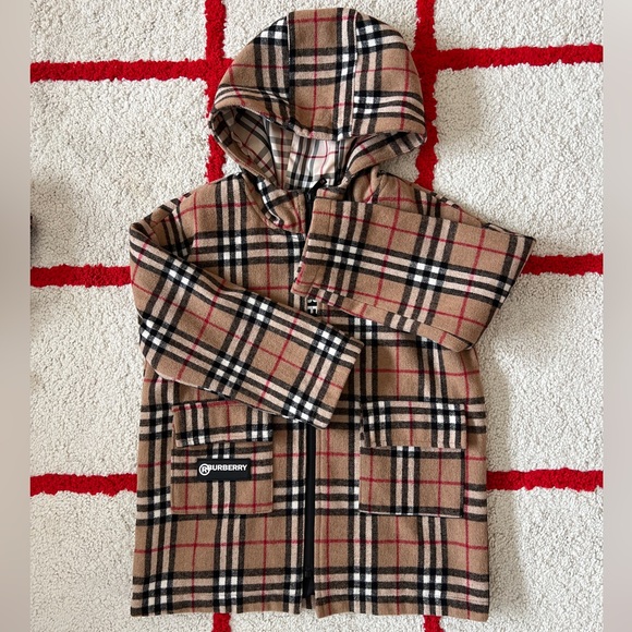 Burberry-like Checkered Pea Coat - Picture 1 of 4